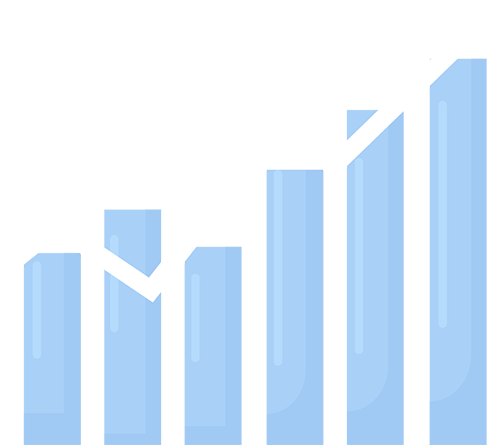 Illustration of a bar chart with an upward arrow representing business growth and increasing website traffic